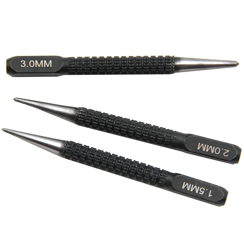 3PC Center Punch Positioning Punch Drilling Fixer Black Cylindrical Nail Punch Pin Tool Accessories