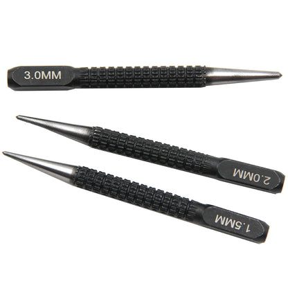 3PC Center Punch Positioning Punch Drilling Fixer Black Cylindrical Nail Punch Pin Tool Accessories