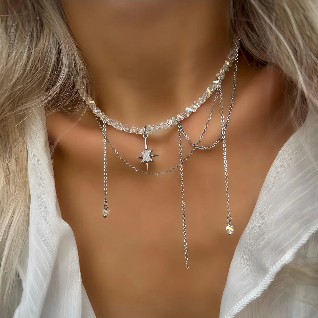 Minimalist Pearl Necklace for Women New Style Luxury Sensation Tassel Cold Tone Feng Shui Xiaomi Bead French Collar Chain - Q