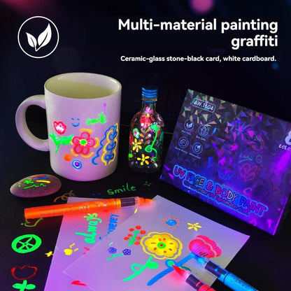 8 Colors/set Neon UV Fluorescent Acrylic Paint Pens, Paint Markers, Glow in The Dark Bright DIY Luminous Marker Pen Art Suppl