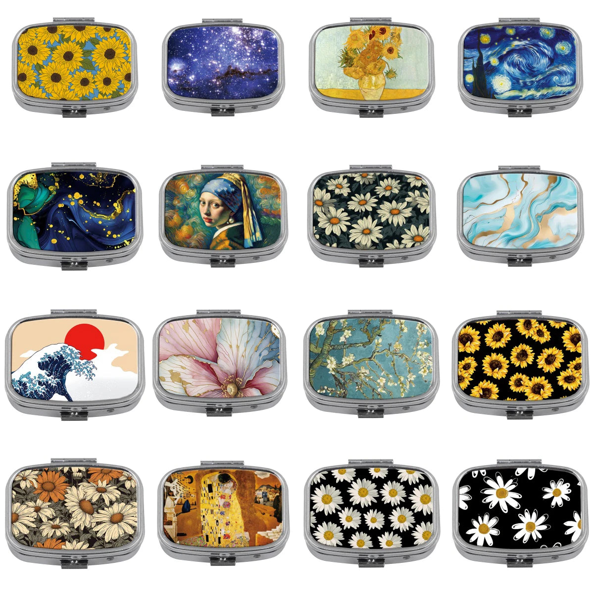 Van Gogh Art Mini Pill Box 2-Compartment Medicine Pill Organizer Household Portable Medicine Storage Box Travel Jwelery Gift