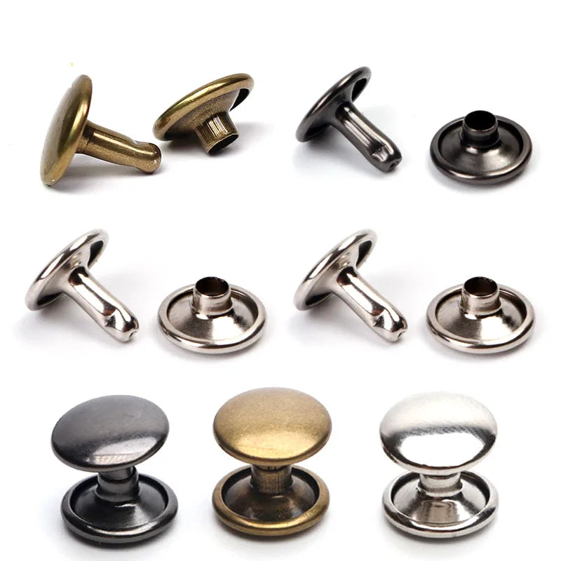 100sets 6-8mm Metal Double Cap Round Rivets Studs Collision Nail Spike Rock Leather Craft Shoe Bag Belt Garment Bracelet DIY