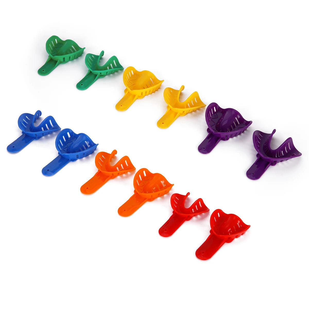 12pcs Dental Impression Trays Dentist Impression Durable Plastic Teeth Holder Lab Dentistry Accessory Tools - Multicolor
