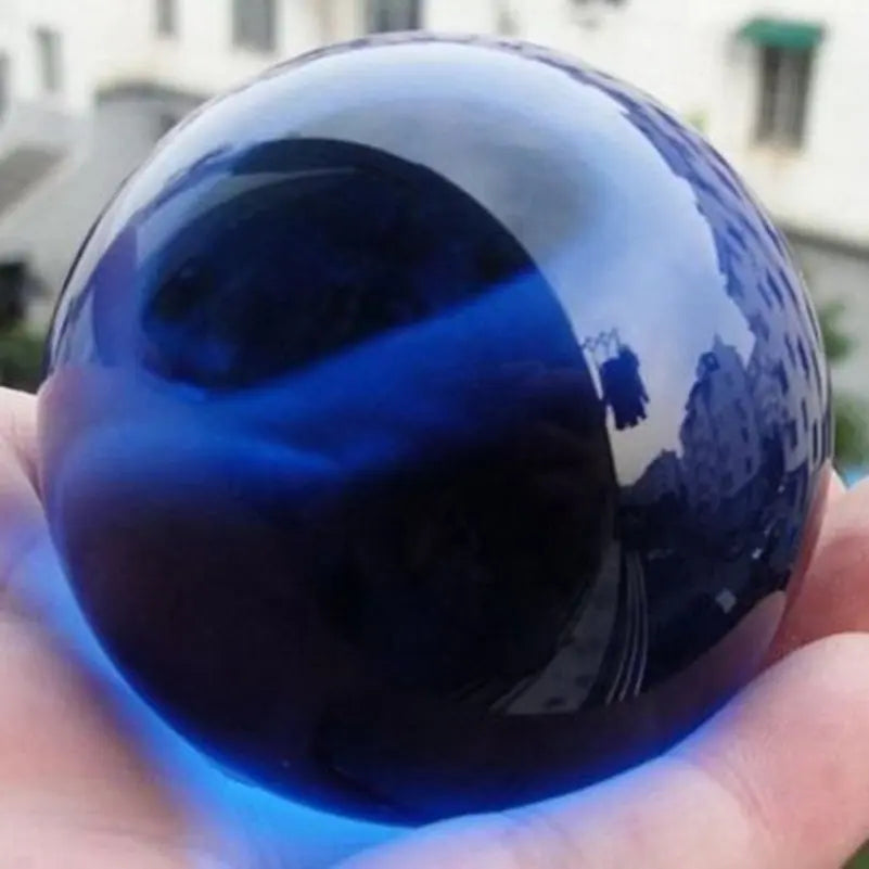 40MM Blue Crystal Ball Ornaments Asian Rare Natural Magic Glass Ball Healing Sphere Photography Decoration Home Decorative Ba