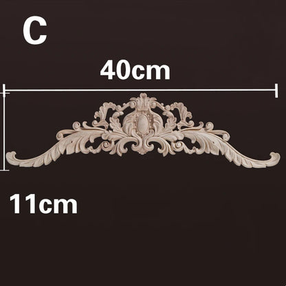 Wood Appliques and Onlays Natural Furniture Wall Door Woodcarving Decorative Long Flower Wooden Figurines Crafts Corner Frame