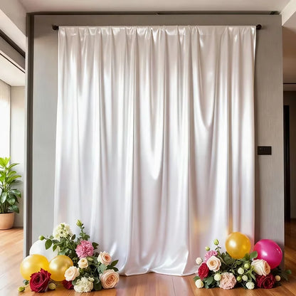 Satin Backdrop Curtain,with Rod Pocket for Wedding,Birthday,Baby Shower,Photography,Graduation Party Backdrop Drapes,1 Panel