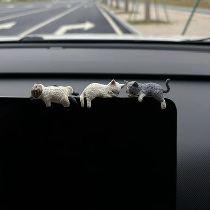 Figurine Car Cats Ornaments Center Console Decoration Sleeping Kitten Dashboard Screen Rearview Ornaments Figurine Car Orname