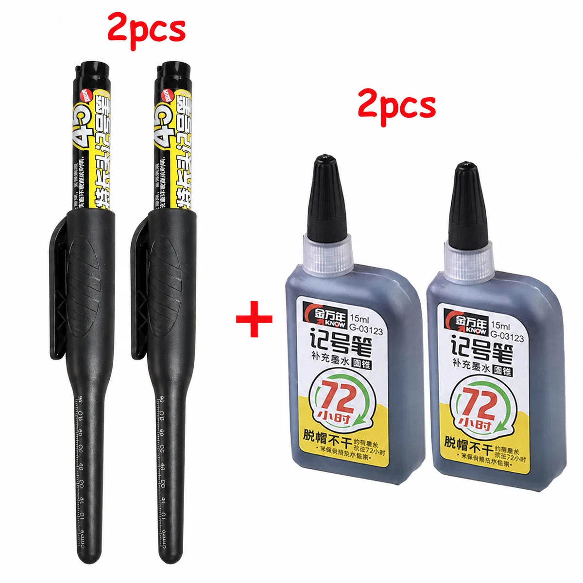 1-6Pcs 45mm Waterproof Long Head Nib Deep Hole Markers Pen Tile Carpenter Pen Multi-purpose for Woodworking Black/Blue/Red In
