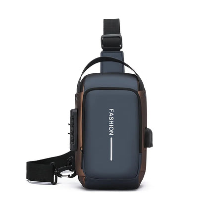 Durable Oxford Fabric Men's Sling Bag - Stylish Motorcycle Crossbody Chest Pack with Phone Pocket, Zip Closure for Daily Comm