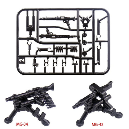 Military MG-34 Machine Gun Army WW2 Mini Action Figure Accessories Pack MOC Parts Building Block Bricks Toy
