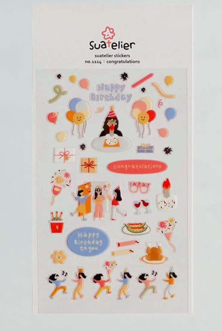 Suatelier Scrapbook Stickers Korea Stationery Junk Journal Diary Deco Sticker Scrapbooking Supplies DIY Photo Album Decoratio