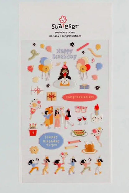 Suatelier Scrapbook Stickers Korea Stationery Junk Journal Diary Deco Sticker Scrapbooking Supplies DIY Photo Album Decoratio