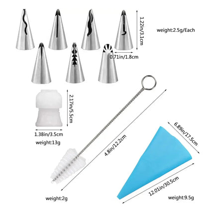 8/10pcs Russian Piping Tips Set Icing Piping Nozzles Reusable Frosting Pastry Bags Fondant Smoother Cake Baking Decorator Too