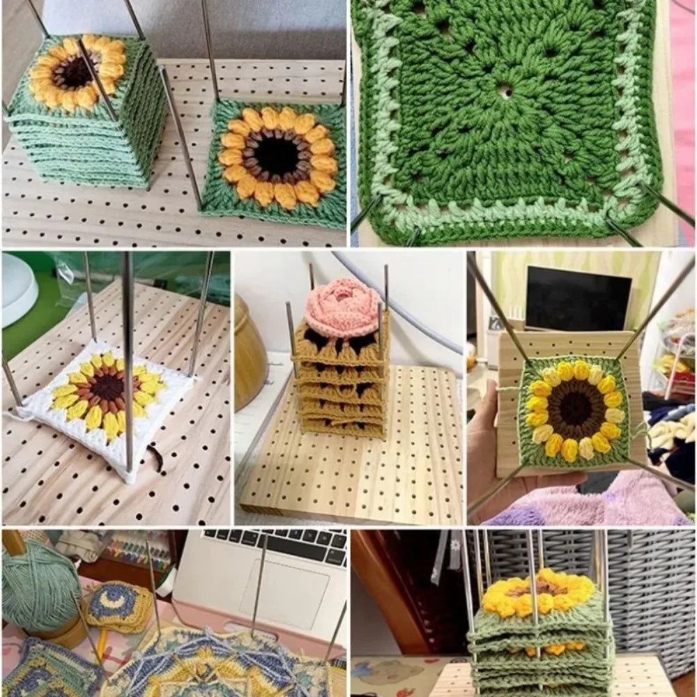 Crochet Block Plate, Bamboo Blocking Board for Crochet, Crochet Weaving Grid, Knitting Supplies, Granny Square Blocking, Sewi