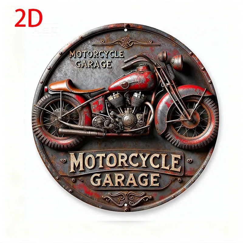 2D Vintage Round Aluminum Sign - Retro Metal Tin Sign - Motorcycle Rustic Metal Wall Art ,Room Decor Gift For Motorcycle - TY