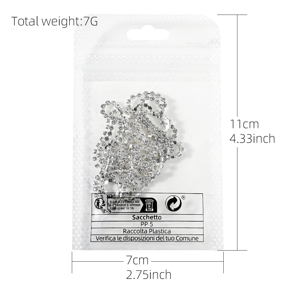100/50cm Long Luxury Crystal Chain Nail Charms 1.5/2mm Shinying Clear/AB Diamond Nail Art Metal Steel French Manicure Crystal