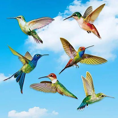 6 Pieces Hummingbird Window Clings Anti-Collision Window Clings Decals to Prevent Bird Non Adhesive Vinyl Cling Stickers