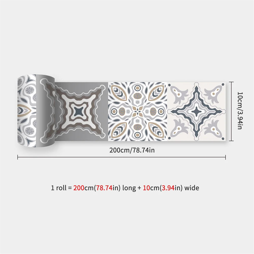 Mosaic Bathroom Waist Line Wall Stickers Waterproof Peel & Stick Art Backsplash Kitchen Office Skirting Line Decor Wallpaper 