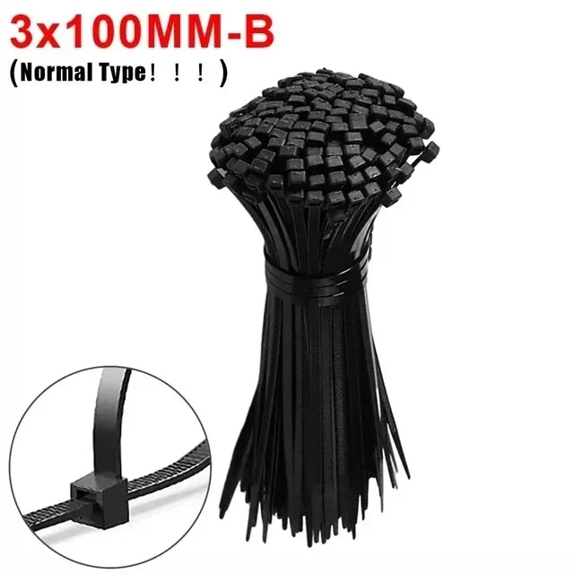 500/100PCS Screw Hole Cable Ties Reusable Fixed Nylon Cable Ties Self-locking Cord Ties Straps Fastening Loop Office Organize