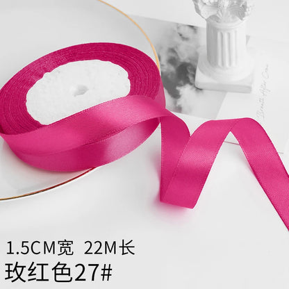 Wusmart 22Meters/Roll 1.5cm Single Face Satin Ribbon DIY Handmade Crafts Fabric Christmas Wedding Decoration Silk Ribbons - R