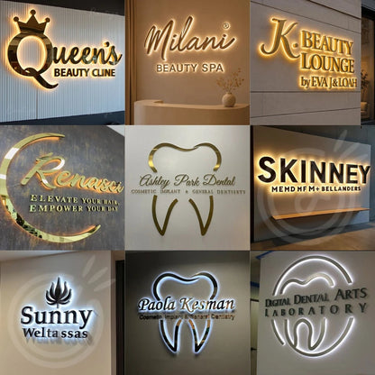 Custom LED Backlit Sign Letters 3D Illuminated Business Brand Logo for Office Company Name Coffee Shop Clinic Outdoor Signboa