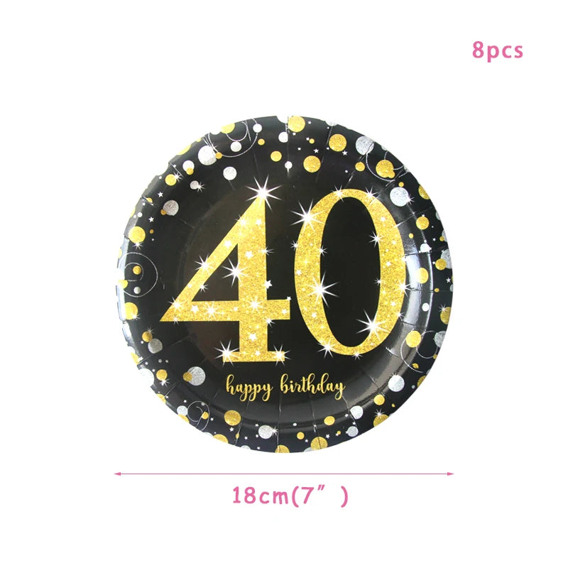 30th 40th 50th 60th birthday decorations Number Balloons Birthday Hanging Banner Flags for Adult 30th Anniversary Supplies - 