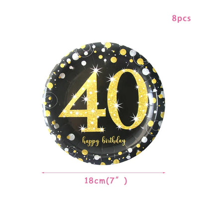 30th 40th 50th 60th birthday decorations Number Balloons Birthday Hanging Banner Flags for Adult 30th Anniversary Supplies - 