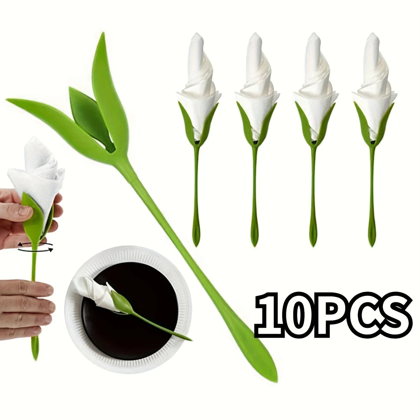 10 Elegant Floral Napkin Holders-Suitable for Weddings,Parties,Daily Table Centerpieces Decorations-Fashionable Napkin Holder