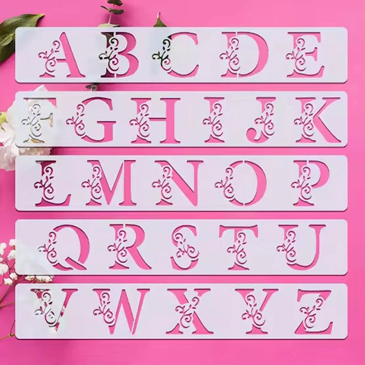 5pcs Leaf-Wrapped Letter Painting Templates | Reusable, Washable, Sprayable, Ideal for Handicrafts, Slim Cutting Decorations
