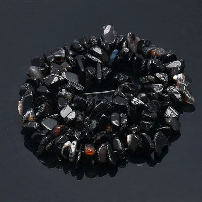 16 inch Natural Stone Beads Chips Beads 5-8mm Irregular Crystal Agate Gravel Beads Diy Bracelet For Jewelly HK058 - Black ony