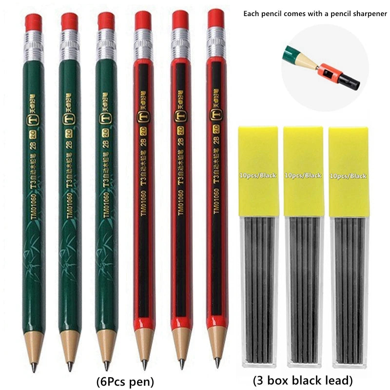 2.0 mm Mechanical Pencils Set 2B Automatic Student Pencils with Sharpener Color Pencil Leads School Pens Kawaii Cute Statione