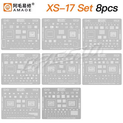 Amaoe BGA Reballing Stencil Template For iPhone 17 16 15 14 13 12 11 Pro Max XSMax 8 7P 7 6 A18 Tin Planting Soldering Net to