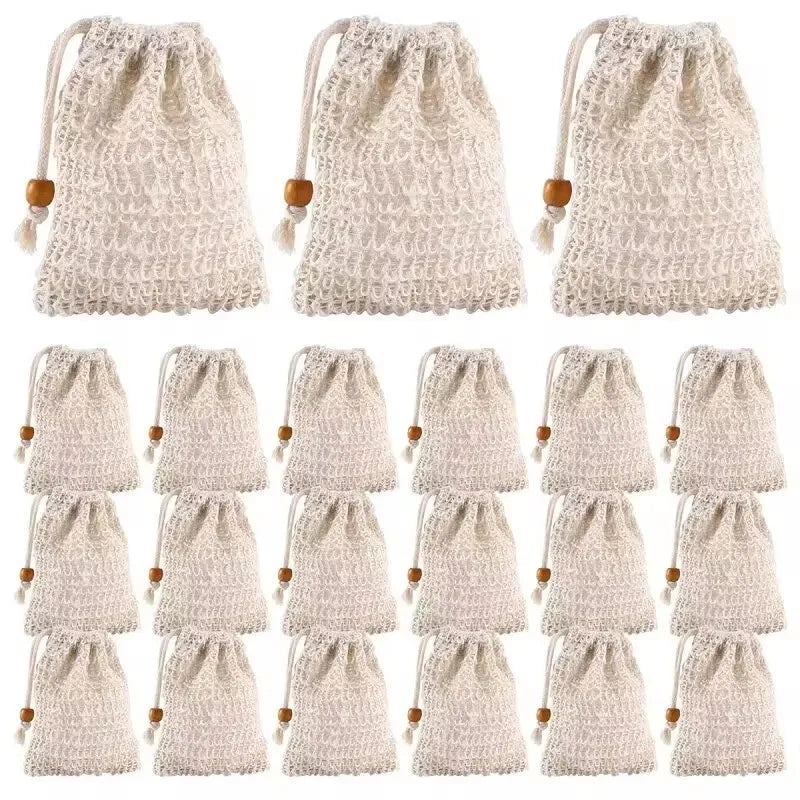 5-50pcs Natural Sisal Soap Bags Shower Bath Exfoliating Soap Saver Pouch Holder for Bath & Shower Use Soap Packaging Mesh Bag