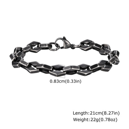 Vintage Chain Bracelets for Men Boys,Byzantine Stainless Steel Braided Link Wristband,Retro Jewelry Birthday Father Gifts