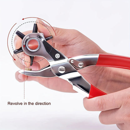 Leather Hole Punch,9" Belt Hole Puncher for Leather Heavy Duty, 6 Size Revolving Leather Belt Hand Hole Puncher