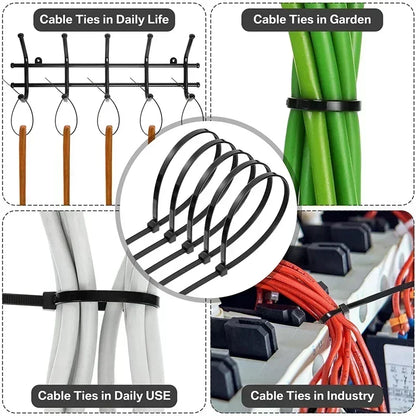 2000/100Pcs Self Locking Nylon Cable Ties Plastic Cord Tie Heavy Duty Cables Fastening Rings Loop Hardware Organizer Wire Str