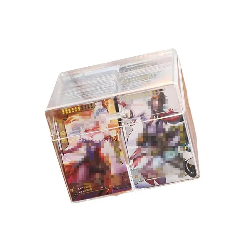 Clear Acrylic Card Organizer - Holds 400 Cards, Dual Compartment Display Box for Postcards & Game Cards