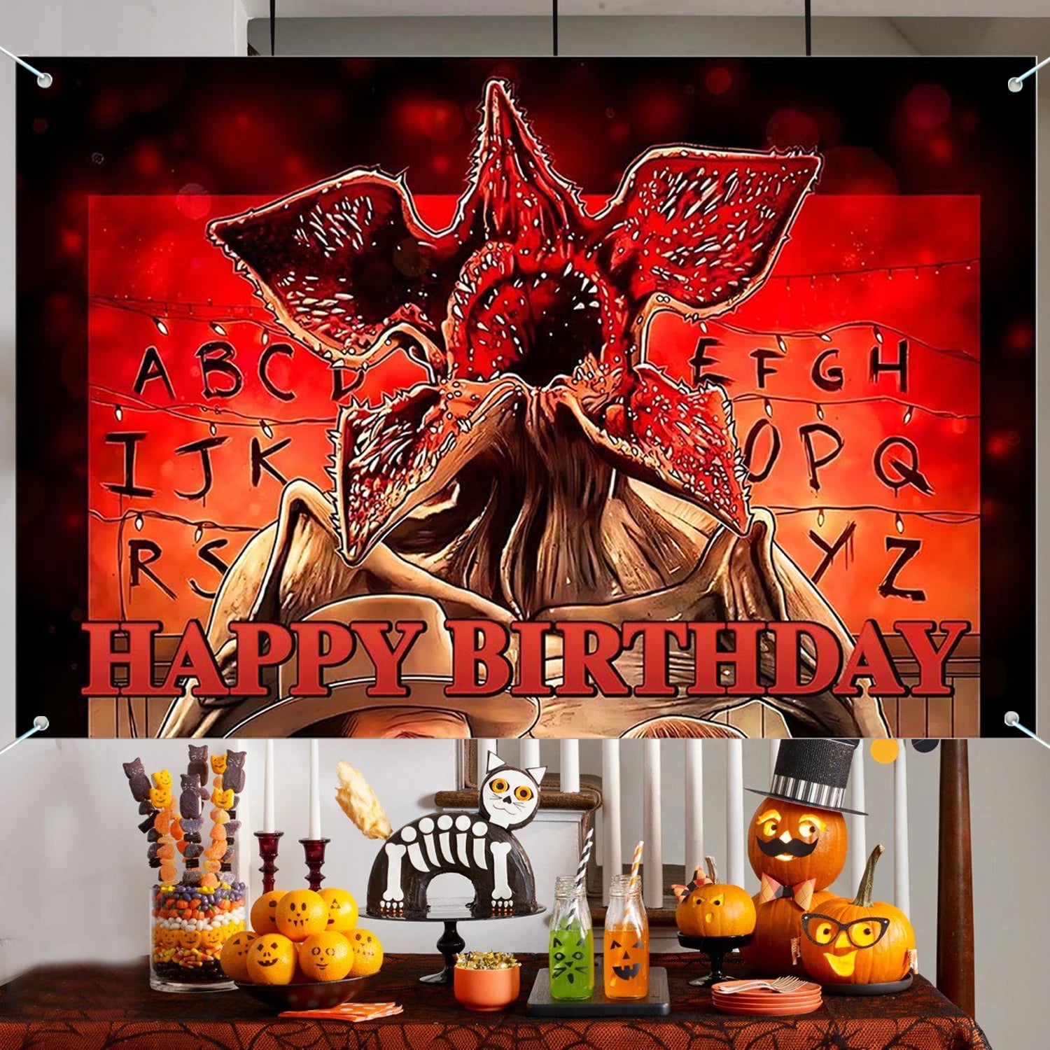 Stranger Birthday Party Decorations,Welcome to The Other Side Backdrop Banner Horror Forest Upside Down Themed Decor Banner B