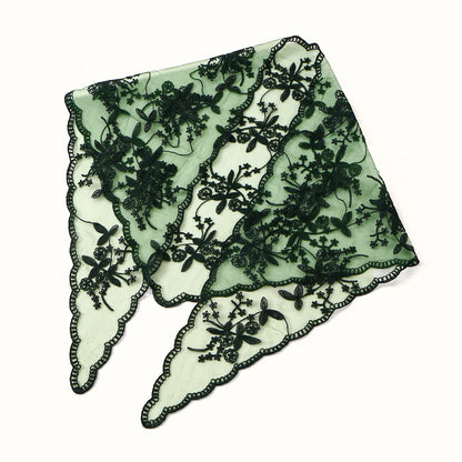 Elegant Lace Scarf Hollow Out Embroidery Foulard Bandana Solid Color Triangular Scarf Thin Vintage HandkerChiefs for Hair Wom