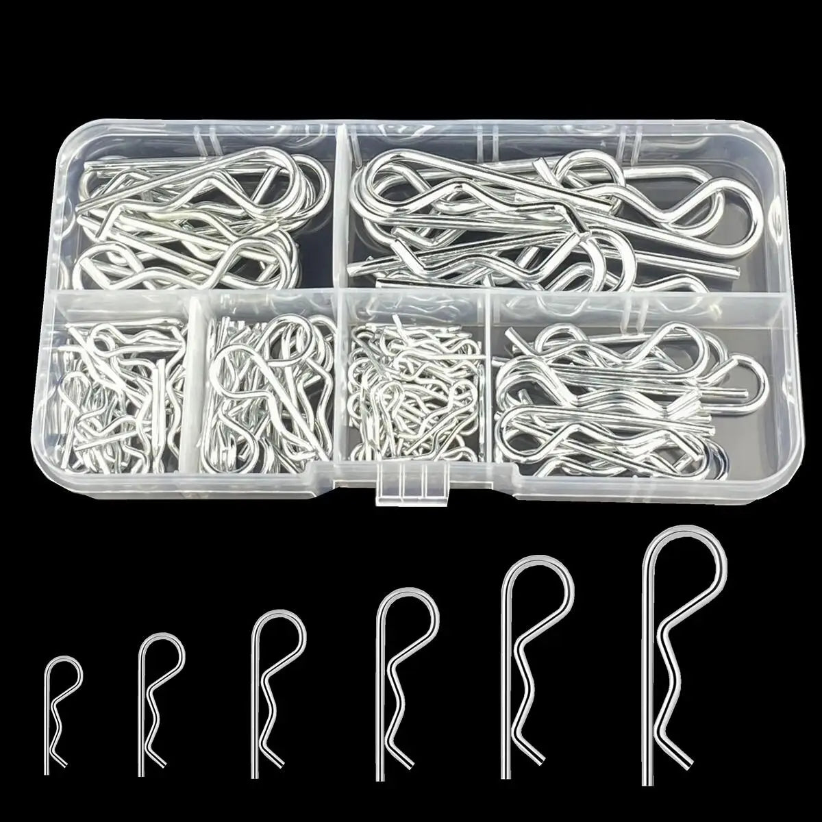 100/125Pcs R-Type Cotter Pins Set KIt Wave Latch Bolt Locking Split Clip Hitch Pins M1 M1.2 M1.5 M1.8 M2 M2.5 M3 Sorted In Bo