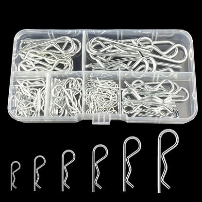 100/125Pcs R-Type Cotter Pins Set KIt Wave Latch Bolt Locking Split Clip Hitch Pins M1 M1.2 M1.5 M1.8 M2 M2.5 M3 Sorted In Bo