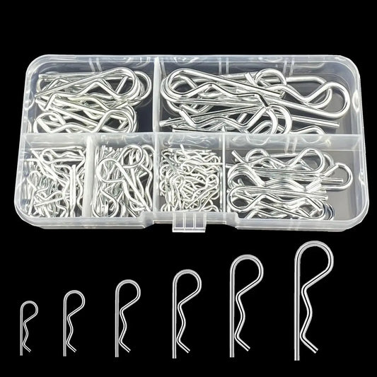 100/125Pcs R-Type Cotter Pins Set KIt Wave Latch Bolt Locking Split Clip Hitch Pins M1 M1.2 M1.5 M1.8 M2 M2.5 M3 Sorted In Bo