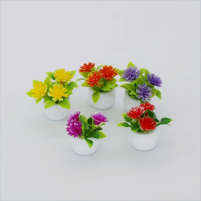 5pcs Mini Flower Pot Decorations Dollhouses Vibrant Artificial Flowers Home Decor Car Mini Flower Pots Holiday Gifts Party Fa