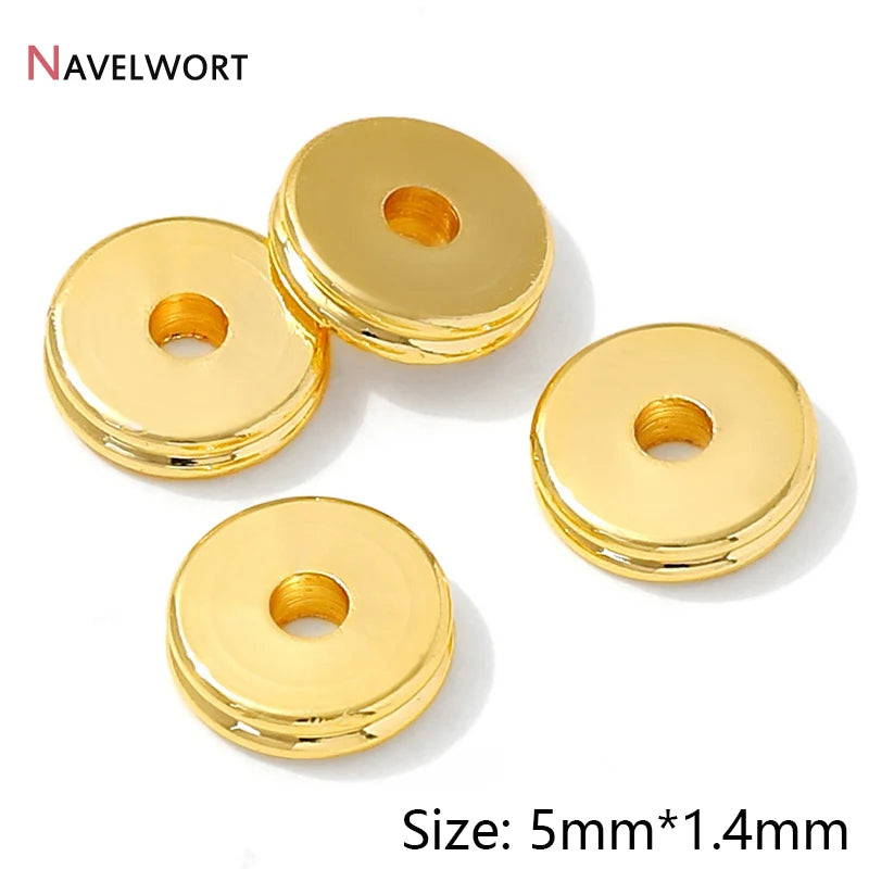 14K Gold Plated Oval Stripe Spacer Beads,Beads Separator,Brass Metal Flat Spacer Beads For Bracelet Necklace Making Accessori