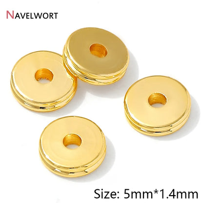 14K Gold Plated Oval Stripe Spacer Beads,Beads Separator,Brass Metal Flat Spacer Beads For Bracelet Necklace Making Accessori