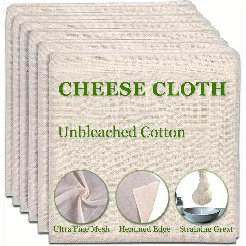 3pcs 100% Unbleached Cheese Cloths, 50.8x50.8cm Hemmed Edge, Reusable for Straining, Yogurt & More (Grade 100)