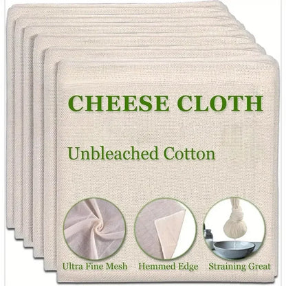 3pcs 100% Unbleached Cheese Cloths, 50.8x50.8cm Hemmed Edge, Reusable for Straining, Yogurt & More (Grade 100)