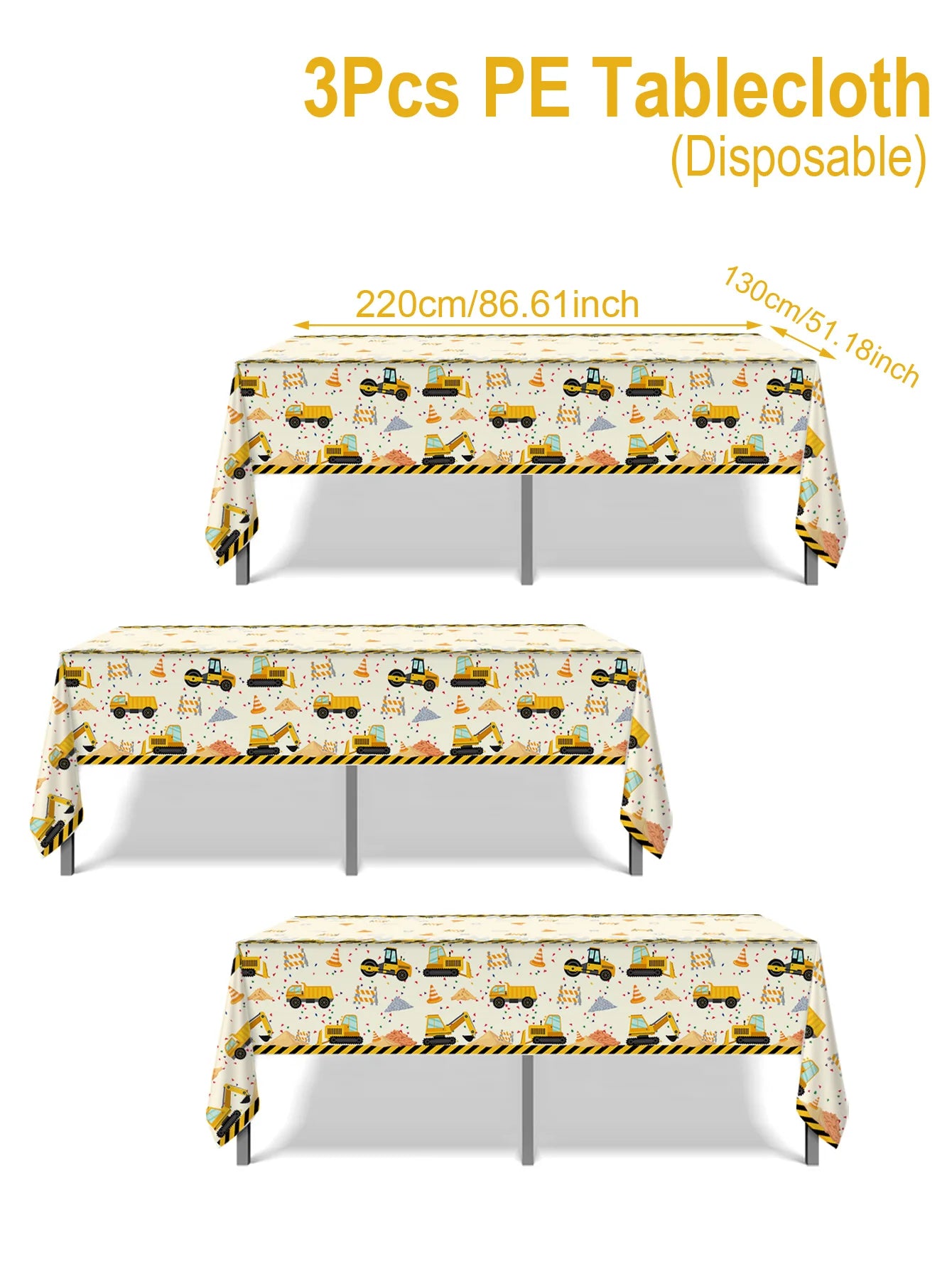 Construction Engineering Vehicles Theme Tablecloth Birthday Decor Baby Shower for Boys Excavator Truck Tractor Party Supplies
