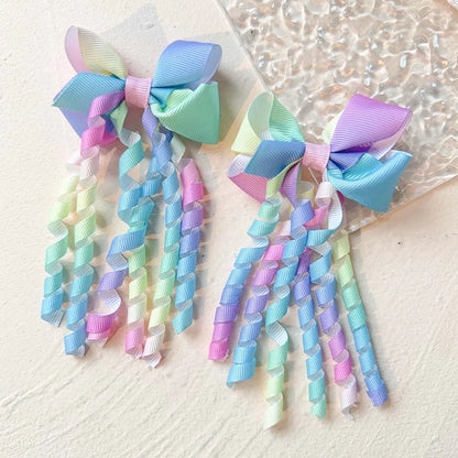 2PCS/Set New Children's Colorful Hair Clip Headdress Bow Tassel Hair Accessories Candy Color Little Girl Hair Clip Kids Gift 