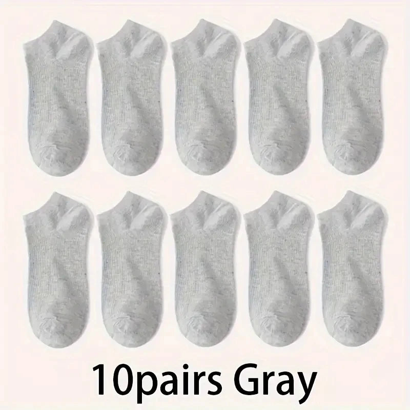 5/10-Pack Unisex Comfort-Fit Ankle Socks For All, Breathable & Lightweight - Ideal For Sports & Daily Wear - 10pairs Grey
